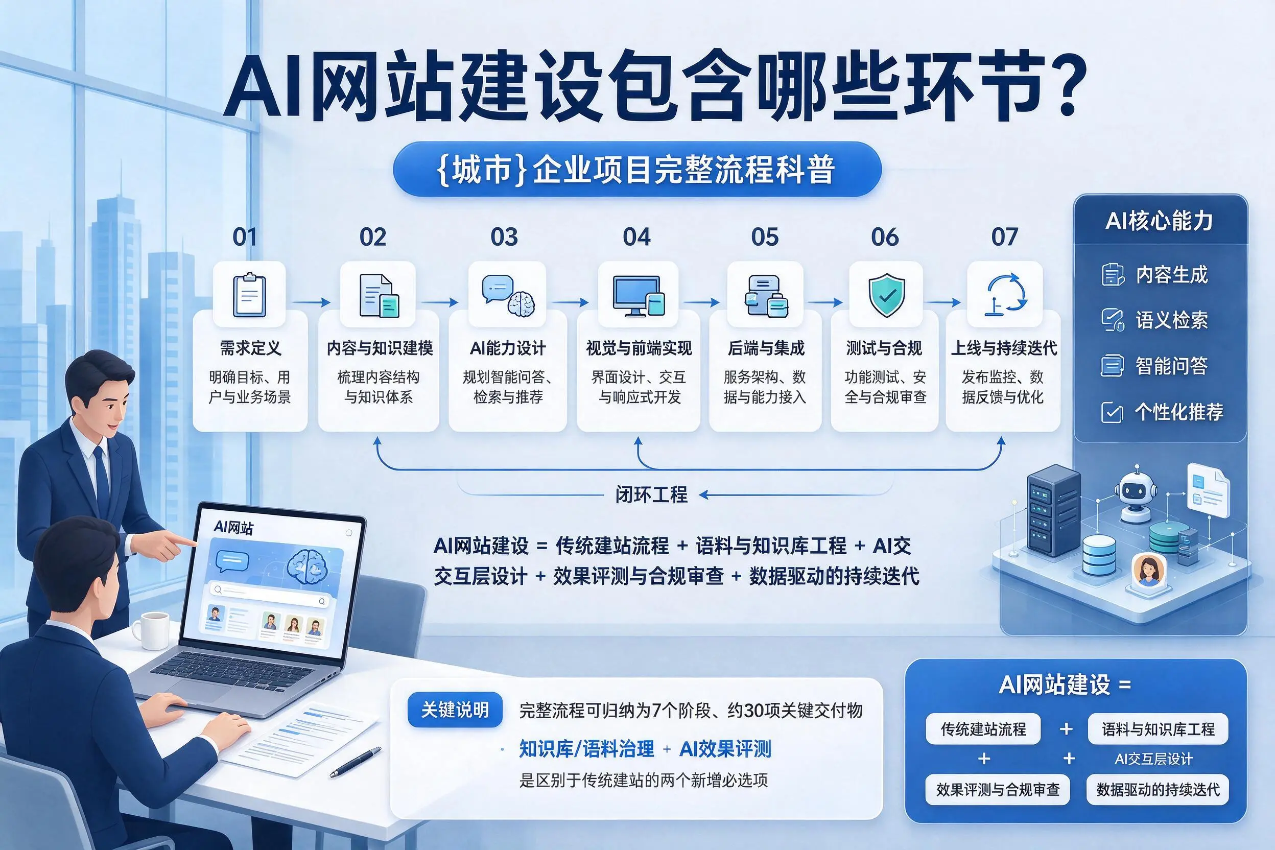 AI网站建设包含哪些环节？万宁企业项目完整流程科普