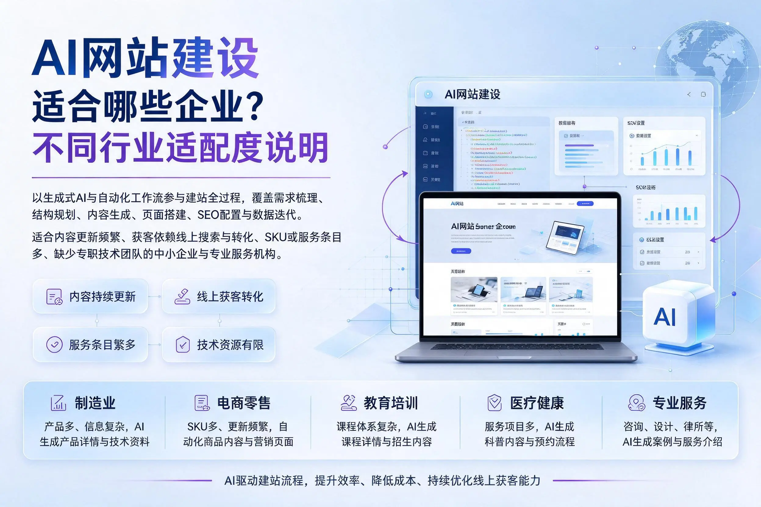 AI网站建设适合哪些企业？万宁不同行业适配度说明